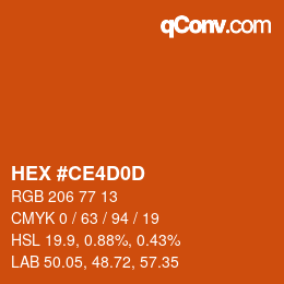 カラーコード: HEX #CE4D0D | qconv.com