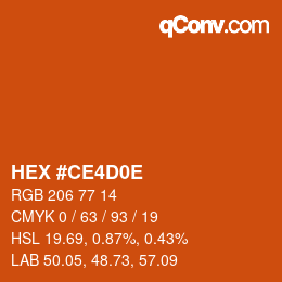 颜色代码: HEX #CE4D0E | qconv.com
