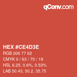 Farbcode: HEX #CE4D3E | qconv.com