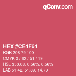 カラーコード: HEX #CE4F64 | qconv.com