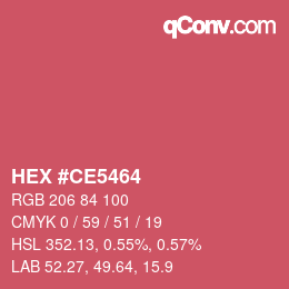 颜色代码: HEX #CE5464 | qconv.com