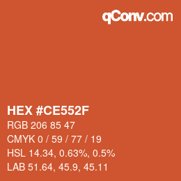 Color code: HEX #CE552F | qconv.com