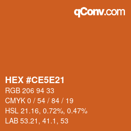 カラーコード: HEX #CE5E21 | qconv.com