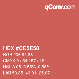 カラーコード: HEX #CE5E58 | qconv.com