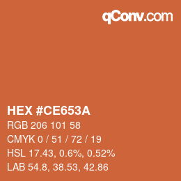 Color code: HEX #CE653A | qconv.com