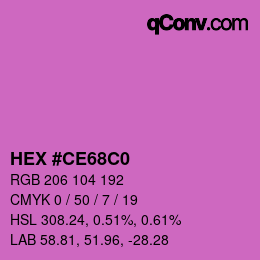 Color code: HEX #CE68C0 | qconv.com