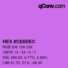 Color code: HEX #CE6DEC | qconv.com