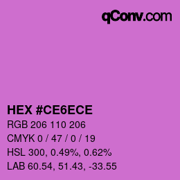 Farbcode: HEX #CE6ECE | qconv.com