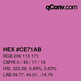 Color code: HEX #CE71AB | qconv.com
