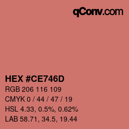 Color code: HEX #CE746D | qconv.com