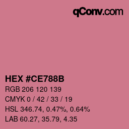 颜色代码: HEX #CE788B | qconv.com