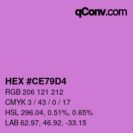 カラーコード: HEX #CE79D4 | qconv.com