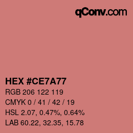 Color code: HEX #CE7A77 | qconv.com