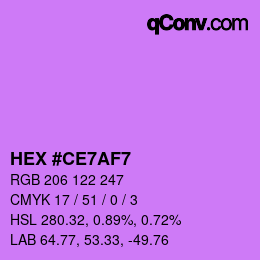 Color code: HEX #CE7AF7 | qconv.com
