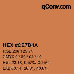カラーコード: HEX #CE7D4A | qconv.com