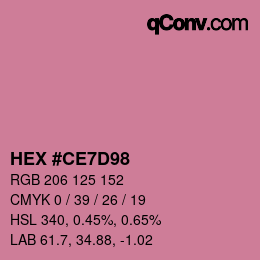 カラーコード: HEX #CE7D98 | qconv.com