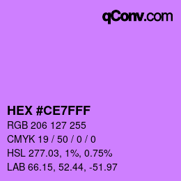 Color code: HEX #CE7FFF | qconv.com