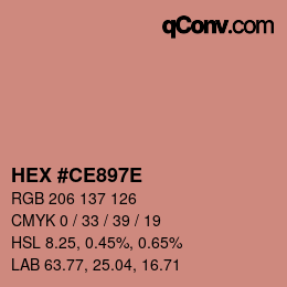 Color code: HEX #CE897E | qconv.com