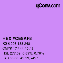 Color code: HEX #CE8AF8 | qconv.com