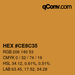 Color code: HEX #CE8C35 | qconv.com
