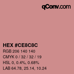 カラーコード: HEX #CE8C8C | qconv.com