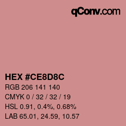 Color code: HEX #CE8D8C | qconv.com