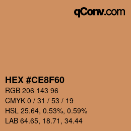 Código de color: HEX #CE8F60 | qconv.com