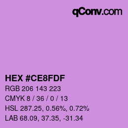 Color code: HEX #CE8FDF | qconv.com