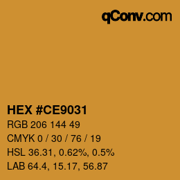 颜色代码: HEX #CE9031 | qconv.com