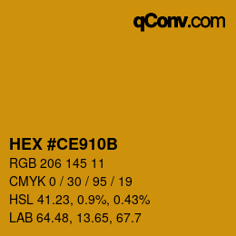 Color code: HEX #CE910B | qconv.com