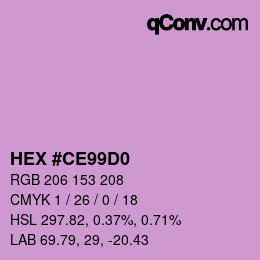 Color code: HEX #CE99D0 | qconv.com