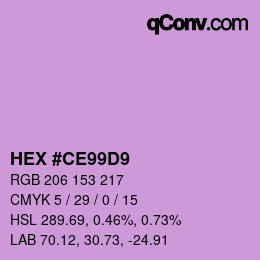 Color code: HEX #CE99D9 | qconv.com