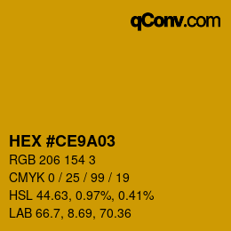 Color code: HEX #CE9A03 | qconv.com