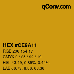 Color code: HEX #CE9A11 | qconv.com