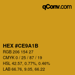 Color code: HEX #CE9A1B | qconv.com