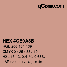 カラーコード: HEX #CE9A8B | qconv.com