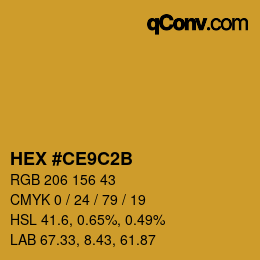 Color code: HEX #CE9C2B | qconv.com