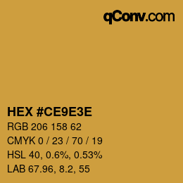 Color code: HEX #CE9E3E | qconv.com