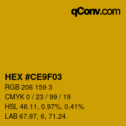カラーコード: HEX #CE9F03 | qconv.com