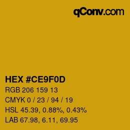カラーコード: HEX #CE9F0D | qconv.com