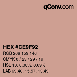 颜色代码: HEX #CE9F92 | qconv.com