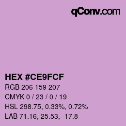 Color code: HEX #CE9FCF | qconv.com