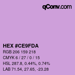 Color code: HEX #CE9FDA | qconv.com