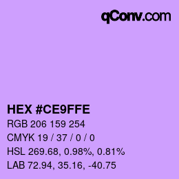 Color code: HEX #CE9FFE | qconv.com
