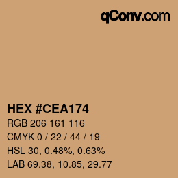 Farbcode: HEX #CEA174 | qconv.com