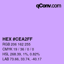 Color code: HEX #CEA2FF | qconv.com