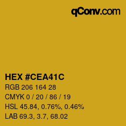 Color code: HEX #CEA41C | qconv.com