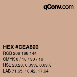 Color code: HEX #CEA890 | qconv.com