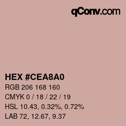 颜色代码: HEX #CEA8A0 | qconv.com