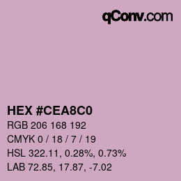 Código de color: HEX #CEA8C0 | qconv.com